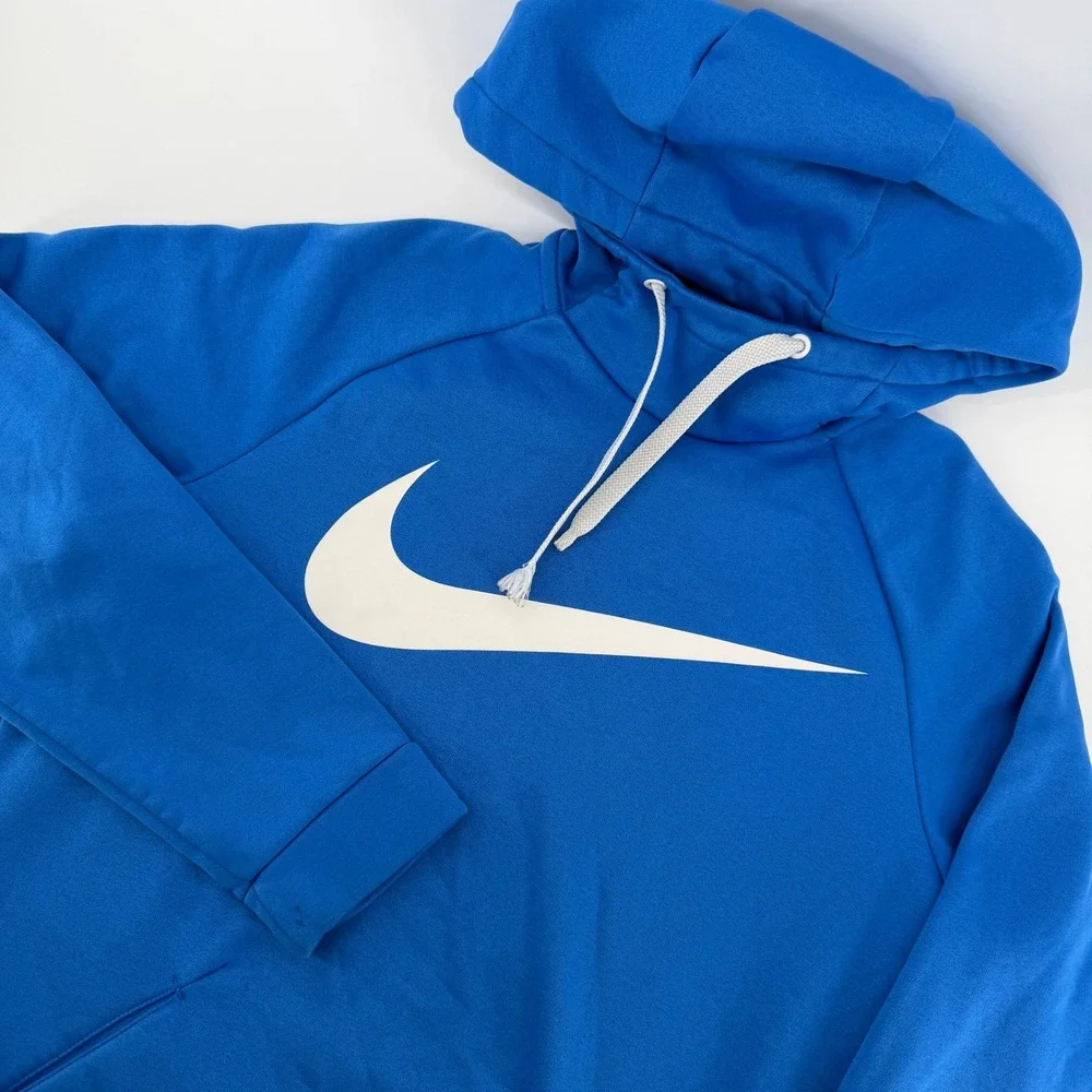 Nike Dri-FIT Pullover Hoodie Mens Small Blue Oversized Swoosh Technical Pullover